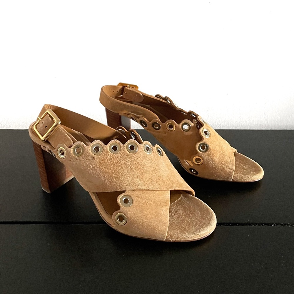 Chloé Scalloped Suede Sandals - Size 5.5 US